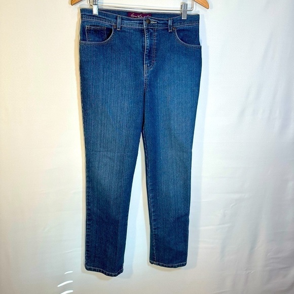 Gloria Vanderbilt Blue Denim Jeans Pants 10P Pockets Button Zipper Cotton Blend - Picture 1 of 9